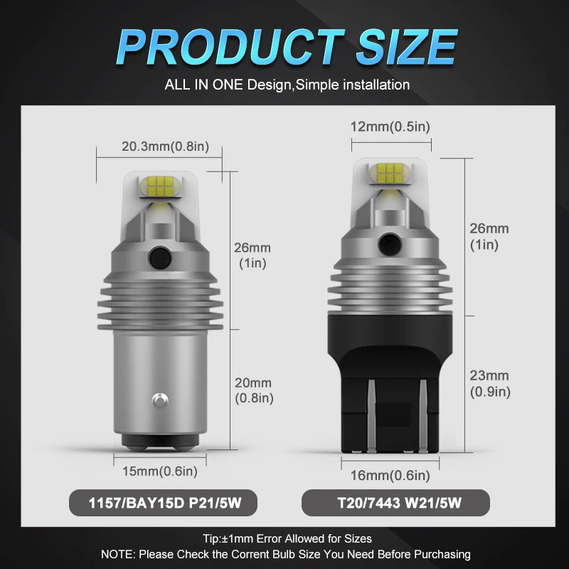 2x T20 Led W21/5W 7443 DRL  ȸ ȣ 극ũ Ʈ 3570 ڵ Led  1157 BAY15D P21/5W R5W Led  