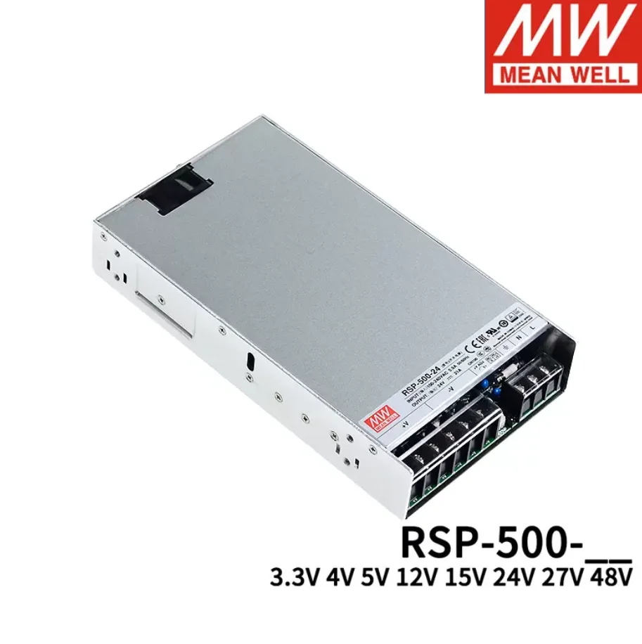 MEAN WELL RSP-500 시리즈 단일 출력, PFC 기능 전원 공급 장치, 온라인 상점, RSP-500-24V3.3V, 4V, 5V, 12V, 15V, 24V, 48V, 500 와트