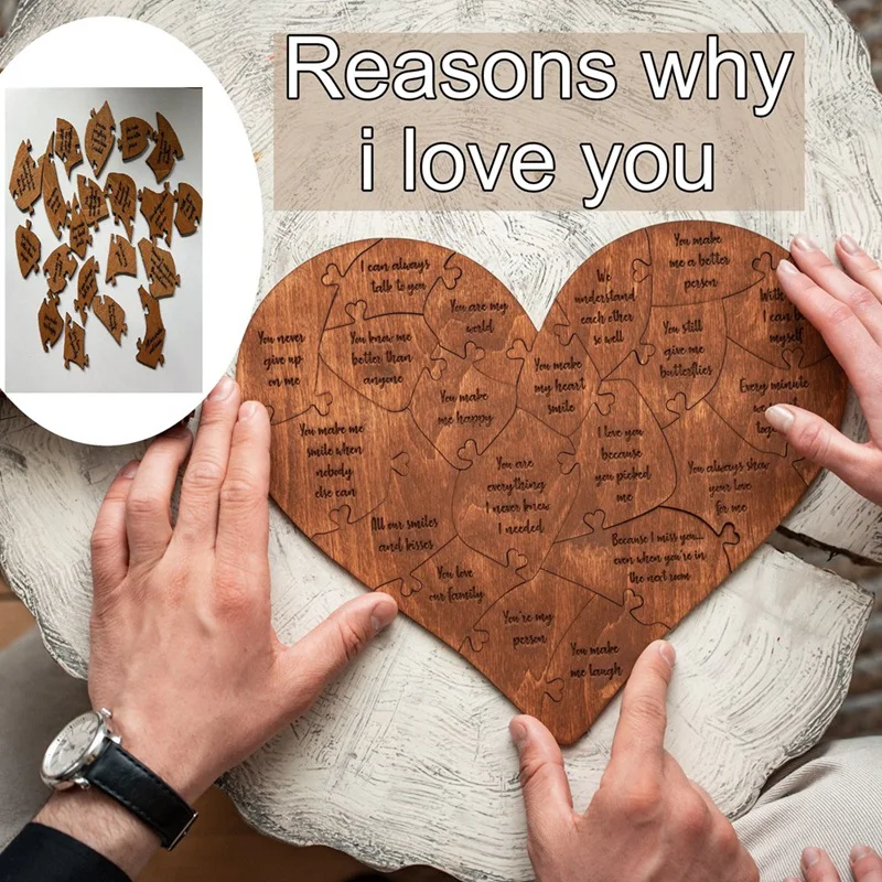 

2PCS Reasons Why I Love You, Heart Puzzle, What I Love About You, Custom Reasons Why I Love Your Valentine's Day Present Set