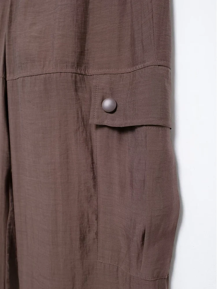 TFMLN Women Translucent Casual Pant Suits Lapel Single-breasted Blouse Top High Waist Loose Long Pants 2-Piece Outfits Summer