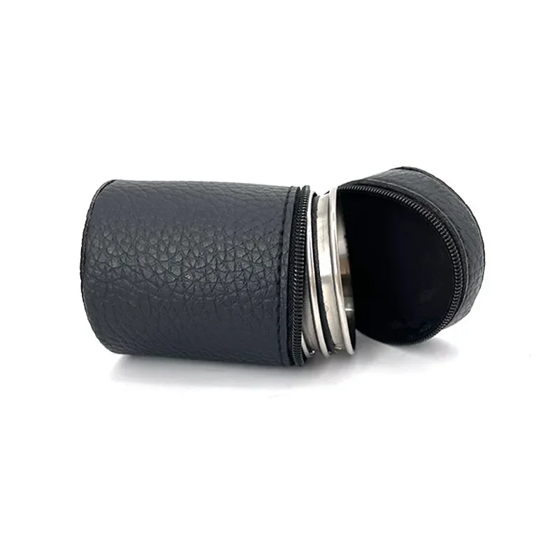 Outdoor Camping Tableware Travel Cups Set 4pcs/lot 70/30ml Stainless Steel Wine Beer Cup Whiskey Mugs PU Leather portable tableware portable cutlery portable cups