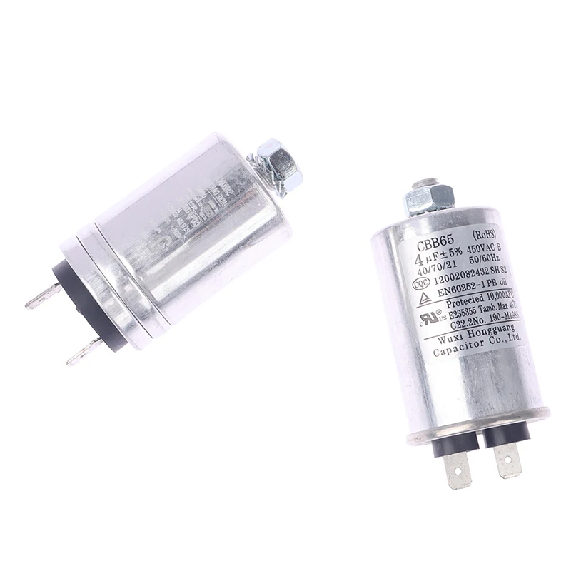 1Pc 3UF 450VAC Dish Washer Part Aluminum Housing Double Insert Capacitor For Air Compressor Water Pump Motor