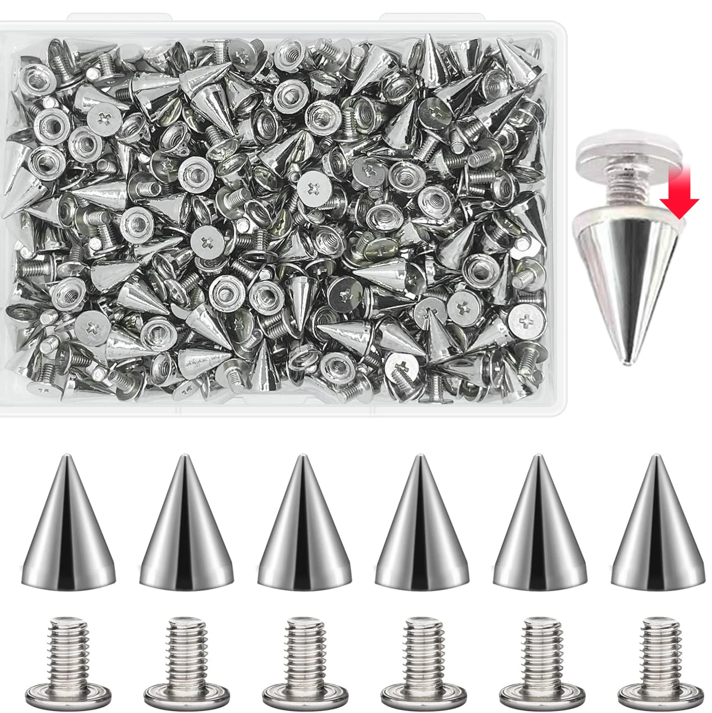 

10-100PCS Silver Rivets Cone Studs for Clothes Metal Spikes Double Cap Rivet Stud Round Nail DIY Shoes Bags Clothing Accessories