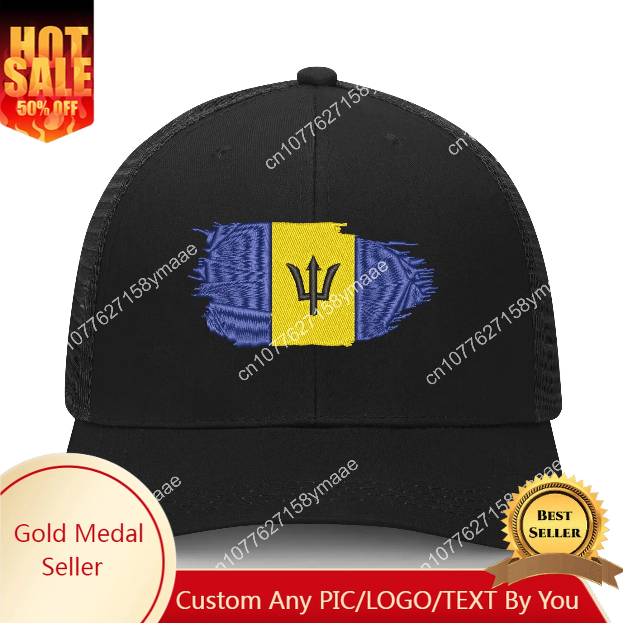 

Barbados Flag Embroidery Hat Mens Womens Sports Baseball Hat Breathable Mesh Summer Sun Visor Headwear Custom Made Caps Logo