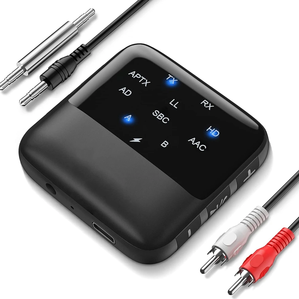 A23G 블루투스 5.2 수신기 송신기 HD 저지연 3.5mm AUX 2 in 1 무선 오디오 어댑터(자동차 스피커 TV PC 등)