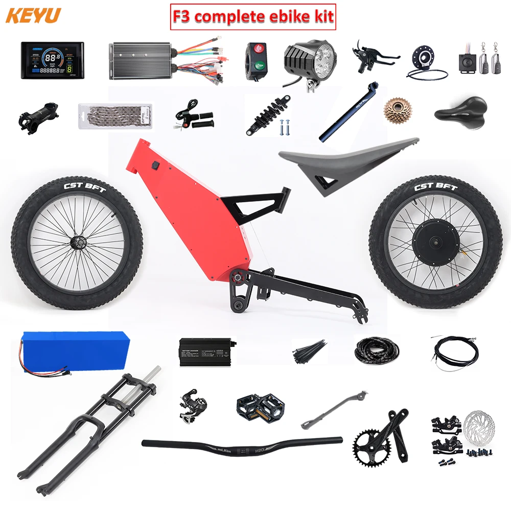 KEYU F3 enduro ebike kit 60V 3000W Electric motorcycle Complete ebike kit conversion electric bike stealth bomber frame