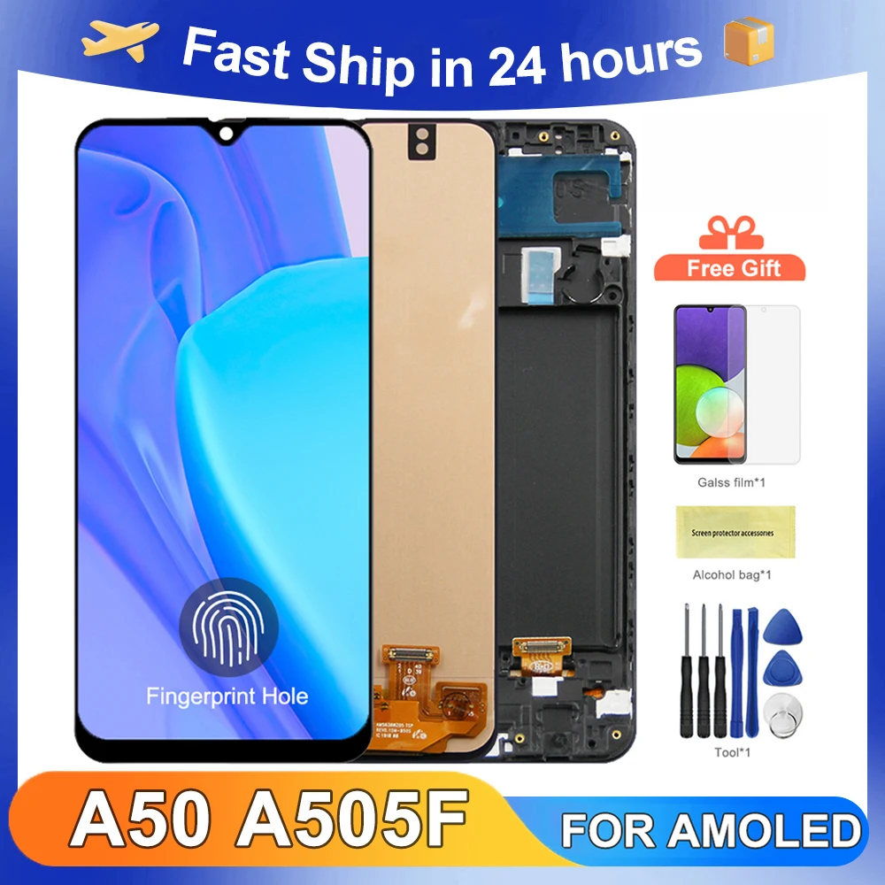 

A50 6.4''For Samsung For AMOLED A505F A505G A505W A505X A505G A505N LCD Display Touch Screen Digitizer Assembly Replacement