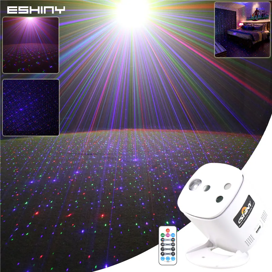 

ESHINY RGB Laser Sky Stars DJ Disco Light Party Projector LED Bar Dance KTV Home Room Christmas Stage Lighting Effect USB B224N7