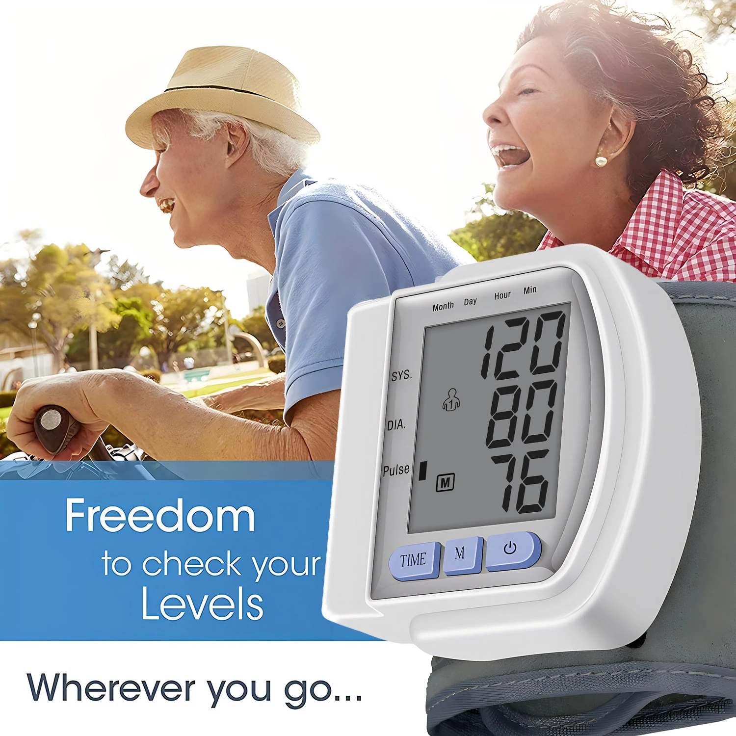 Home BP Monitor Digital Sphygmomanometer Wrist cuff Heart Beat Rate Measure Pulse Care Blood Pressure Monitor Memory
