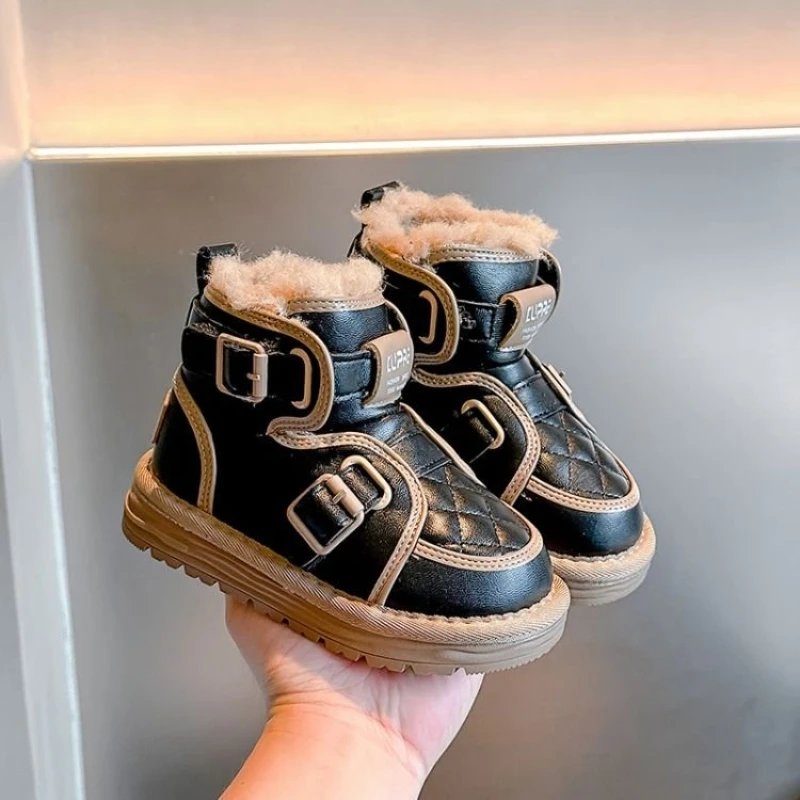 Thick Plush Lining Ankle Boots for Kids Winter Hiking