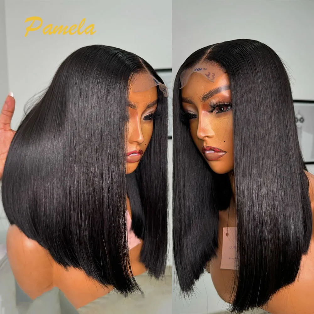 300 Density 13x6 HD Lace Frontal Bob Gluless Wig Human Hair 100% Bone Straight Short Human Hair Wig 5x5 Hd Lace Closure Wigs