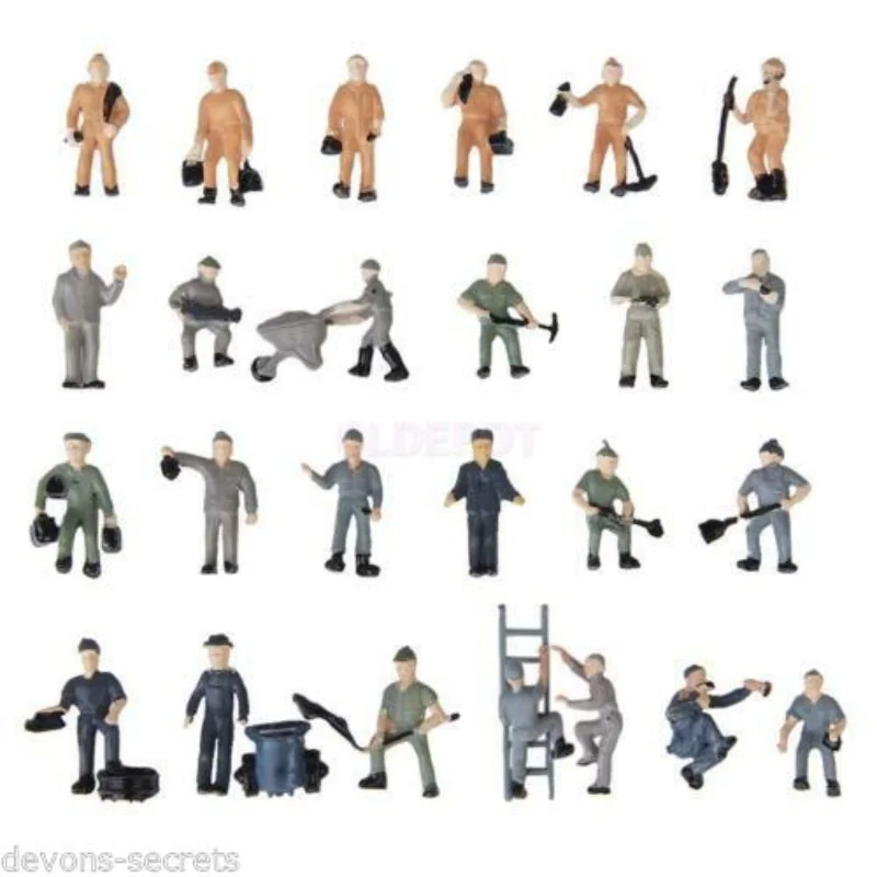 10 25pcs/lot 1:87 Scale Model Railway Worker Toys Miniature Figures Architectural Train Landscape People Layout