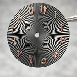 Arabic Alphabet Surface Watch Face, 28.5mm Dial, No Date, Mechanical Watch Replacement Accessory (Rose black)
