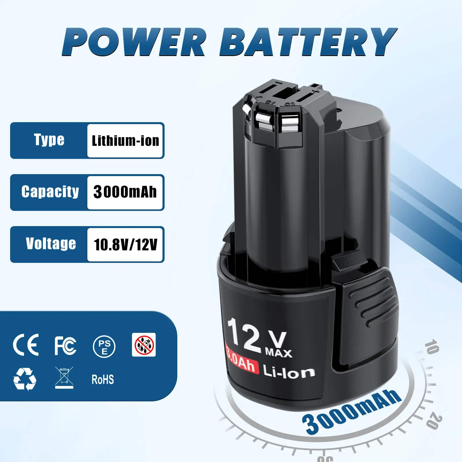 12V/10.8V 3000mAh Rechargeable lithium batteries For Bosch BAT411 Battery Li-ion BAT411A BAT412 BAT412A BAT413 BAT413 Charger