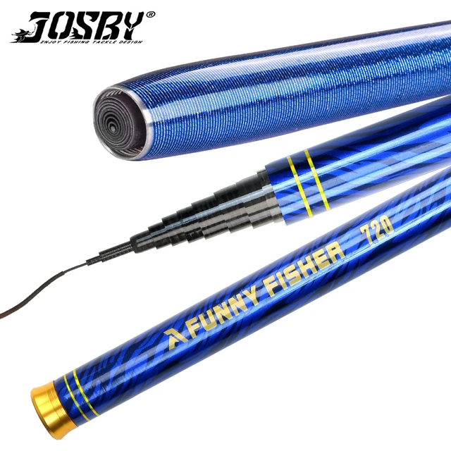 JOSBY Carbon Fiber Telescopic Stream Hand Pole Superhard Portable 2.7M 3.6M  4.5M 5.4M 6.3M 7.2M Freshwater Fishing Rod Tackle - AliExpress