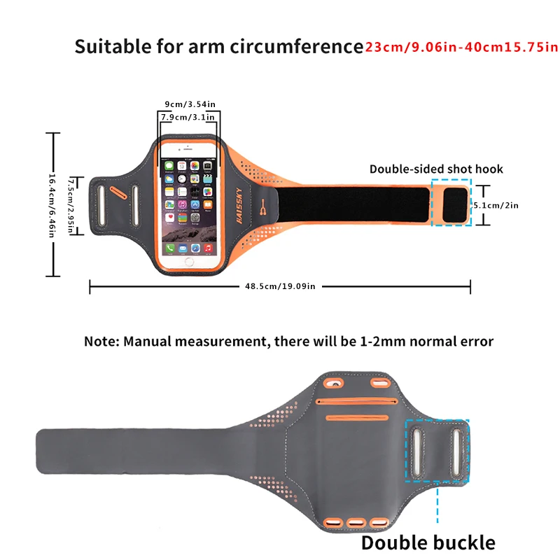 HAISSKY 6.7" Running Bag Armbands Brassard Universal On Hand Phone Pouch Waterproof GYM Workout Phone Storage Bags Arm Bands 2
