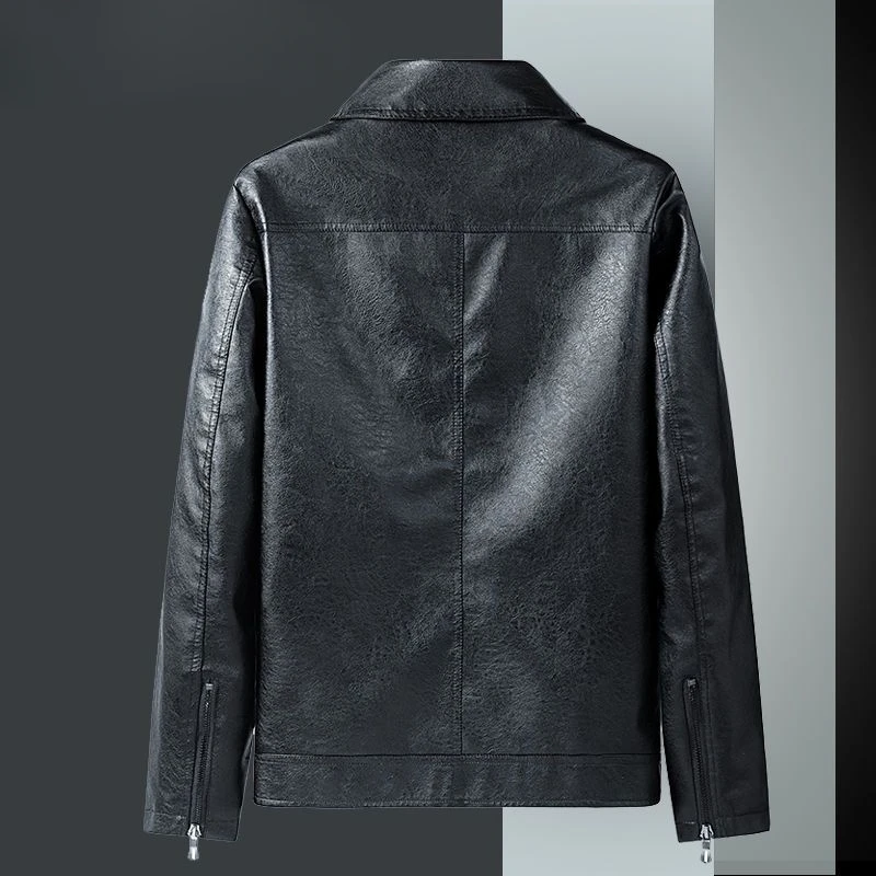 Casual Business Male Leather Coat Men High-End Lapel Slim-Fit Trendy Leather Jacket Fashion Large Size 105.00kg Wearable Outwear