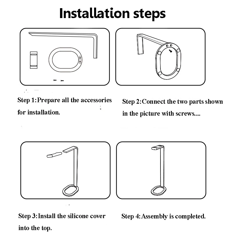 Universal Headphones Stand Aluminum Alloy+Silicone Gaming Headset Bracket Desktop Display Shelf with Anti-slip Base Space Saving