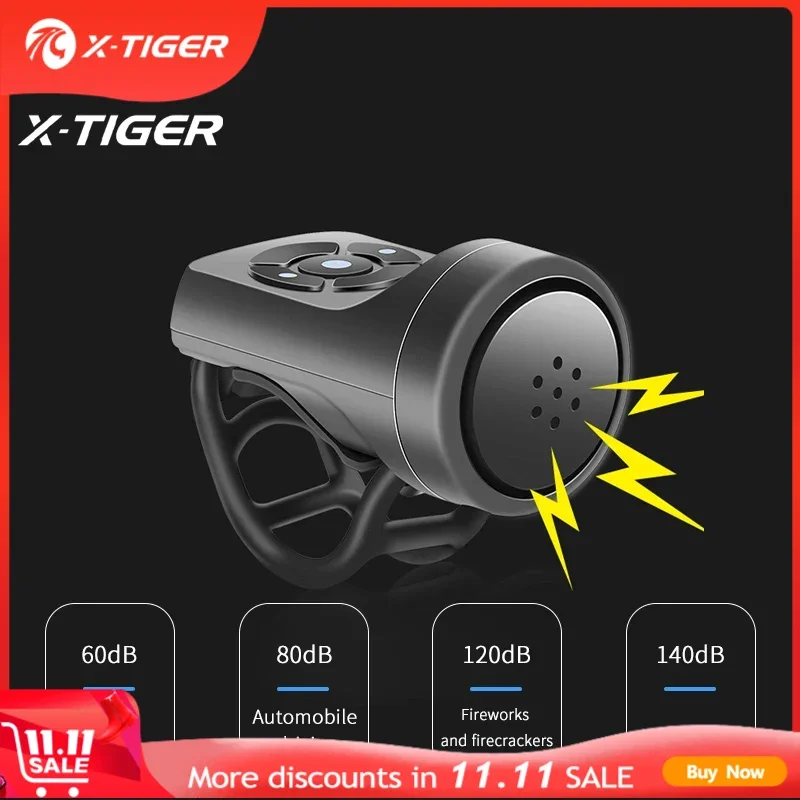 Bike Alarm X-TIGER Bicycle Bell Rechargeable Motorcycle Electric Anti-theft Alarm Horn Loud Alarm Ring Bell Road Cycling Accessories