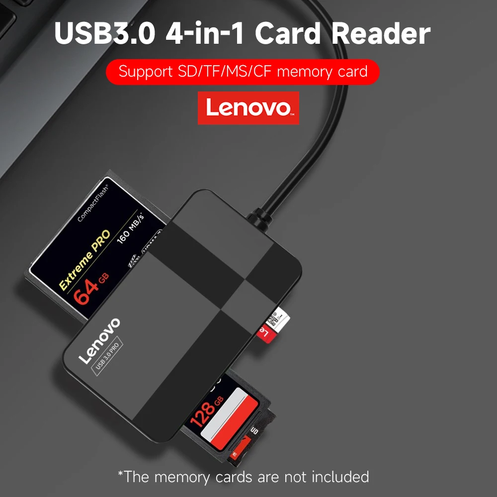 Lenovo D303 USB3.0 Card Reader 4 in 1 SD/TF/MS/CF Card Reader High