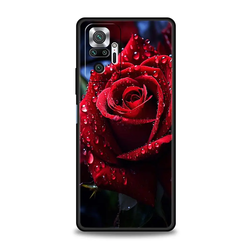 Elegant Red Rose Floral Design Soft Phone Case Cover