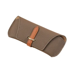 Elegant Women’s Leather Glasses Case - Fashionable Soft Sunglasses Holder with Portable Design (Brown)