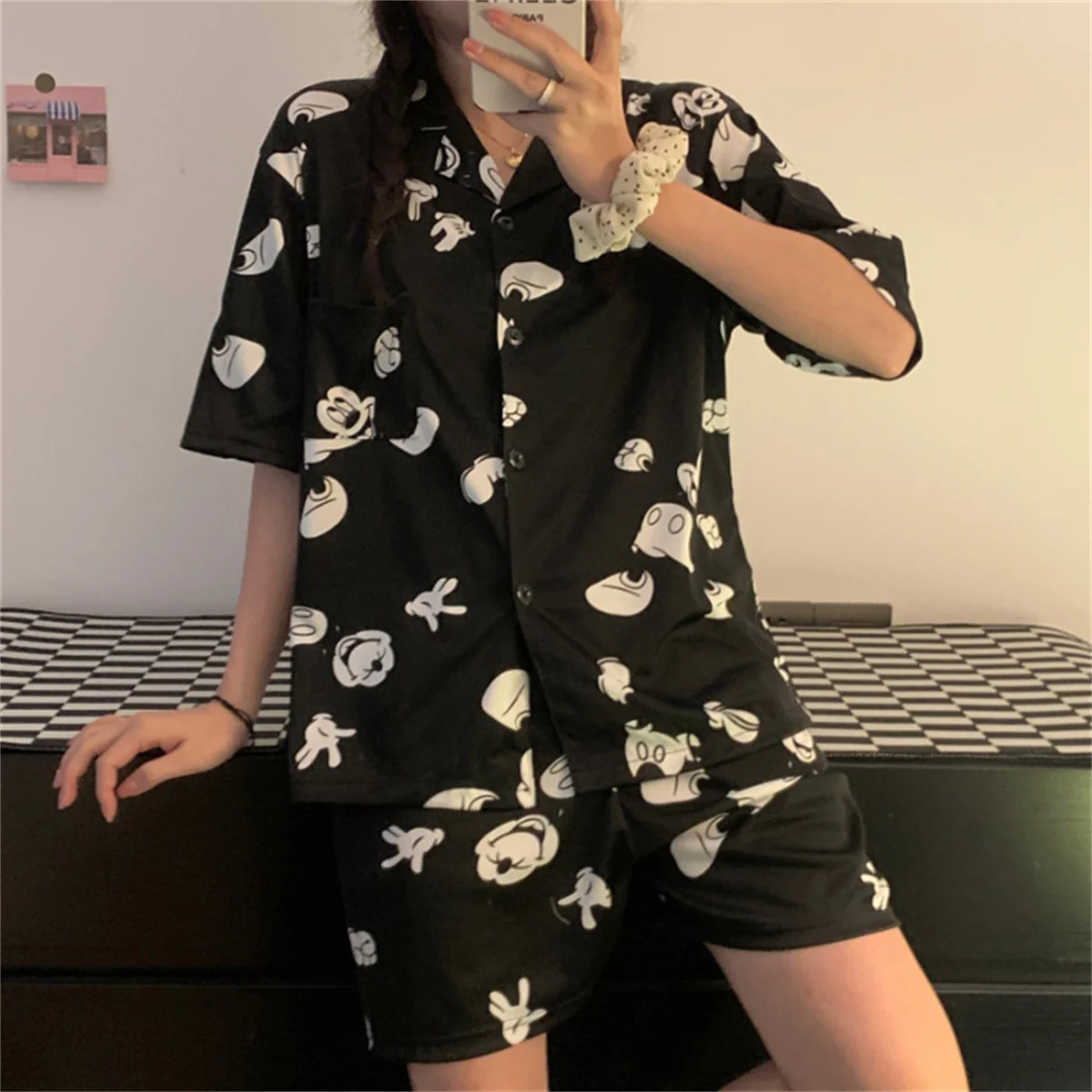 Summer Home Clothes Set 2Pcs Summer Ladies Short-Sleeved Home Wear Set Cute Casual Cartoon Print Pregnant Women Home Wear Set