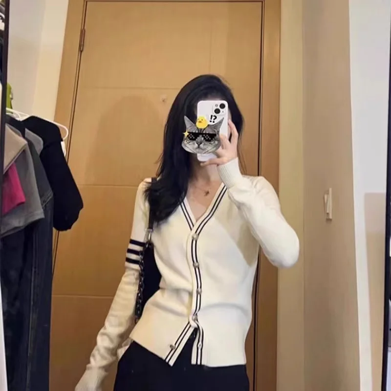 여성용 캐시미어 카디건 스웨터, 캐쥬얼 긴팔 카디건, V넥, 여성 캐시미어 브래지어, 패션, 용수철 가을, 2024 신상