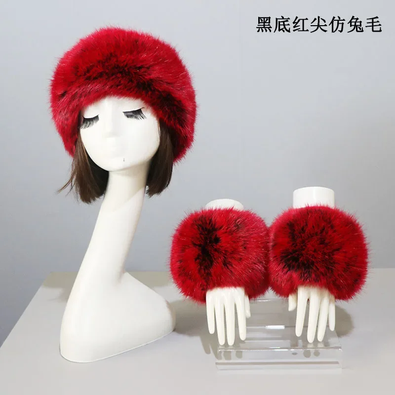 Winter Dicke Warme Pelzige Haarband für Frauen Mädchen Mode Flauschigen Faux Pelz Russische Hut Stirnband Outdoor Wärmer Ski Beanie Hüte – Detail 31