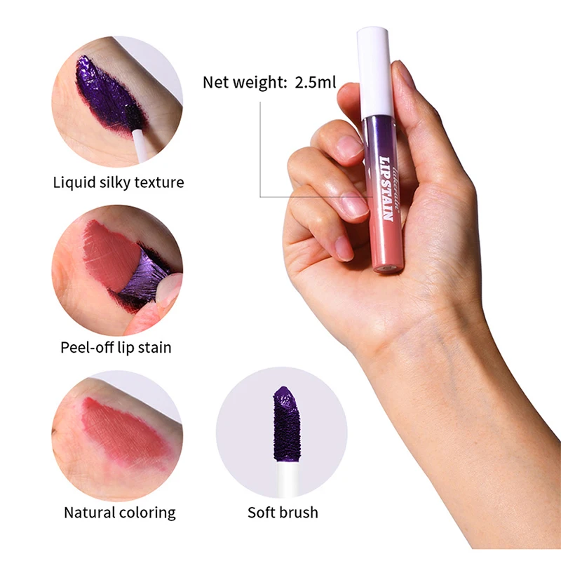 Tear-off Matte Lip Gloss Peel-off Metallic Liquid Lipstick Long-lasting Waterproof Natural Pink Lip Tint Women Lip Makeup