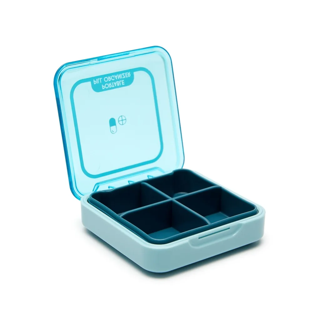 

4 Grid Portable Pill Box Waterproof Medication Box Travel Pill Box Vitamin Tablet Container Plastic Box Capsule Organizer
