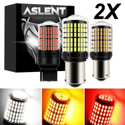 Enhanced LED Turn Signal Light Bulbs - Pack of 2, CanBus 144SMD - 1156 BAU15S PY21W (Amber Yellow)