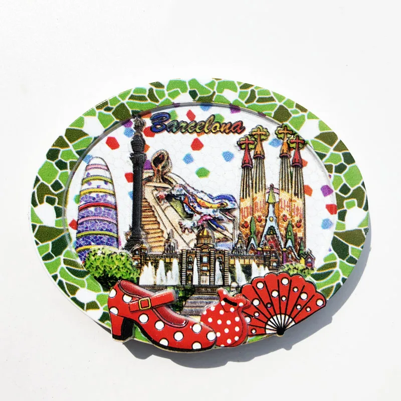 

Fridge Magnet Barcelona Five Element Resin Decoration Craft Tourism Souvenir Message Post