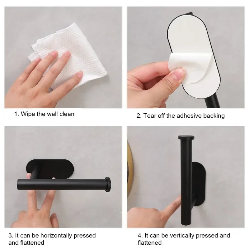 Paper Towel Holder Toilet Paper Holder Toilet Paper Rack Toilet Roll Holder Tissue Holder Self Adhesive Toilet Paper Holder Gold Stainless Steel Wall Mount No Punching Tissue Towel Roll Dispenser Bathroom Paper Hooks