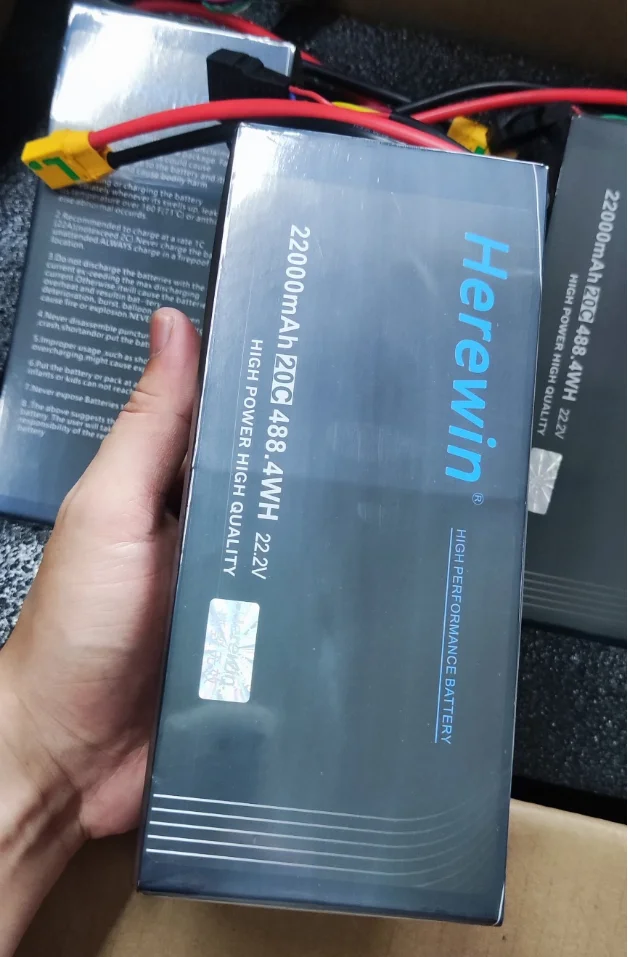 Herewin 6s 12000mAh 16000mAh 22000mAh 22.2v 20C Shaft RC Drone Battery Agricultural Plant Protection