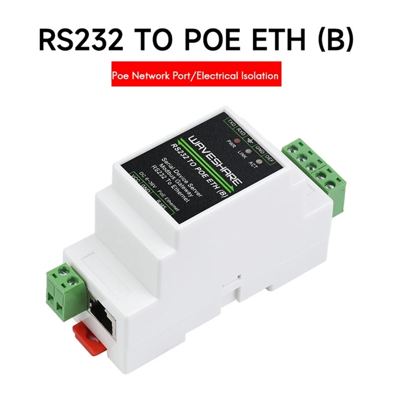 Waveshare   Ÿ  , RS232-POE ETH, ̴ , 300-115200Bps, TCP/IP- , RS232-RJ45