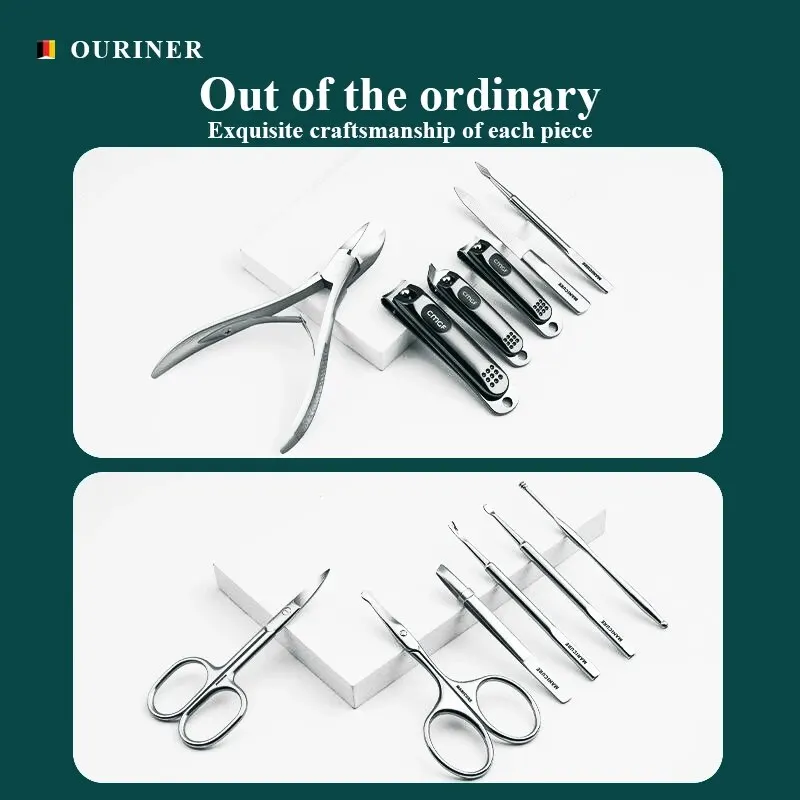 모란디 그레이 매니큐어 세트, 최상급 풀 그레인 암소 가죽 포장 손톱깎이 키트, 완벽한 선물, 친구 가족