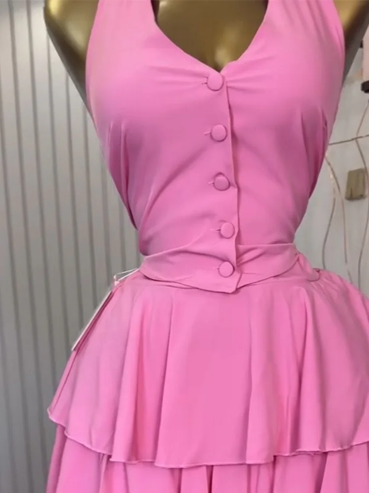 Wmstar Two Piece Set Women Wholesale of Sweet Fresh Halter Vest High Waisted Cake Skirt for The Summer of 2025 Vacation Outfit