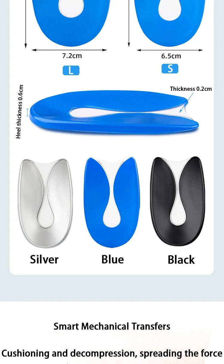 Neues U-förmiges Silikon-Fersenkissen, stoßdämpfendes halbes Kissen, Fersenschutz, Fußschmerzlinderung, Gel-Kissen – Detail 3