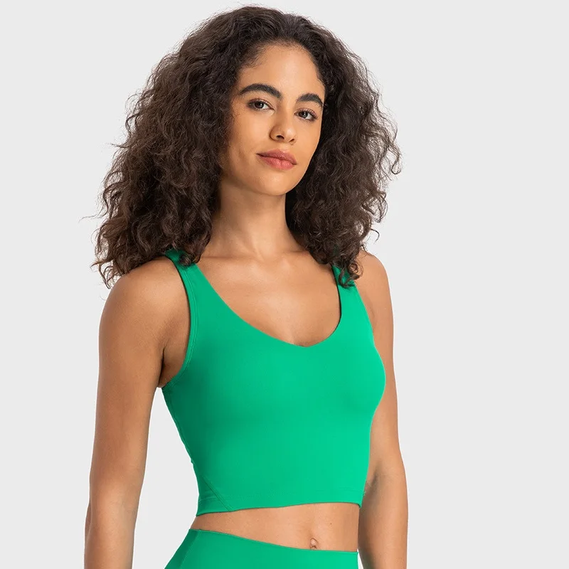 Sports Bra Solid Color Tights Athletic Women Sexy Fitness Bra Tight High-strength Shockproof Yoga Sport Tank Top With Removable Gym Clothe
