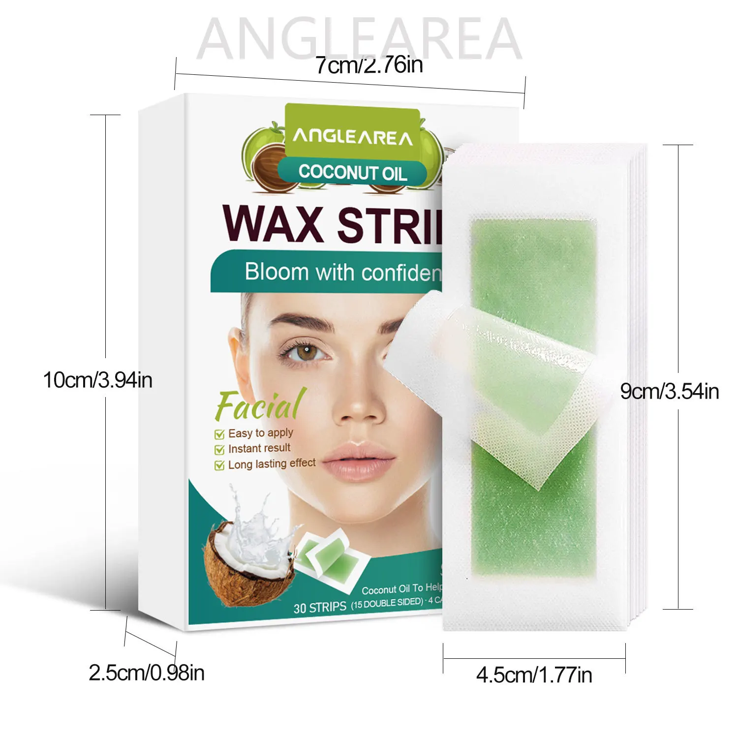 ANGLE AREA 30pcs Facial Hair Removal Wax Strip Per Box Professional Non Woven Face Lip Eyebrow Women's Body Hair Removal