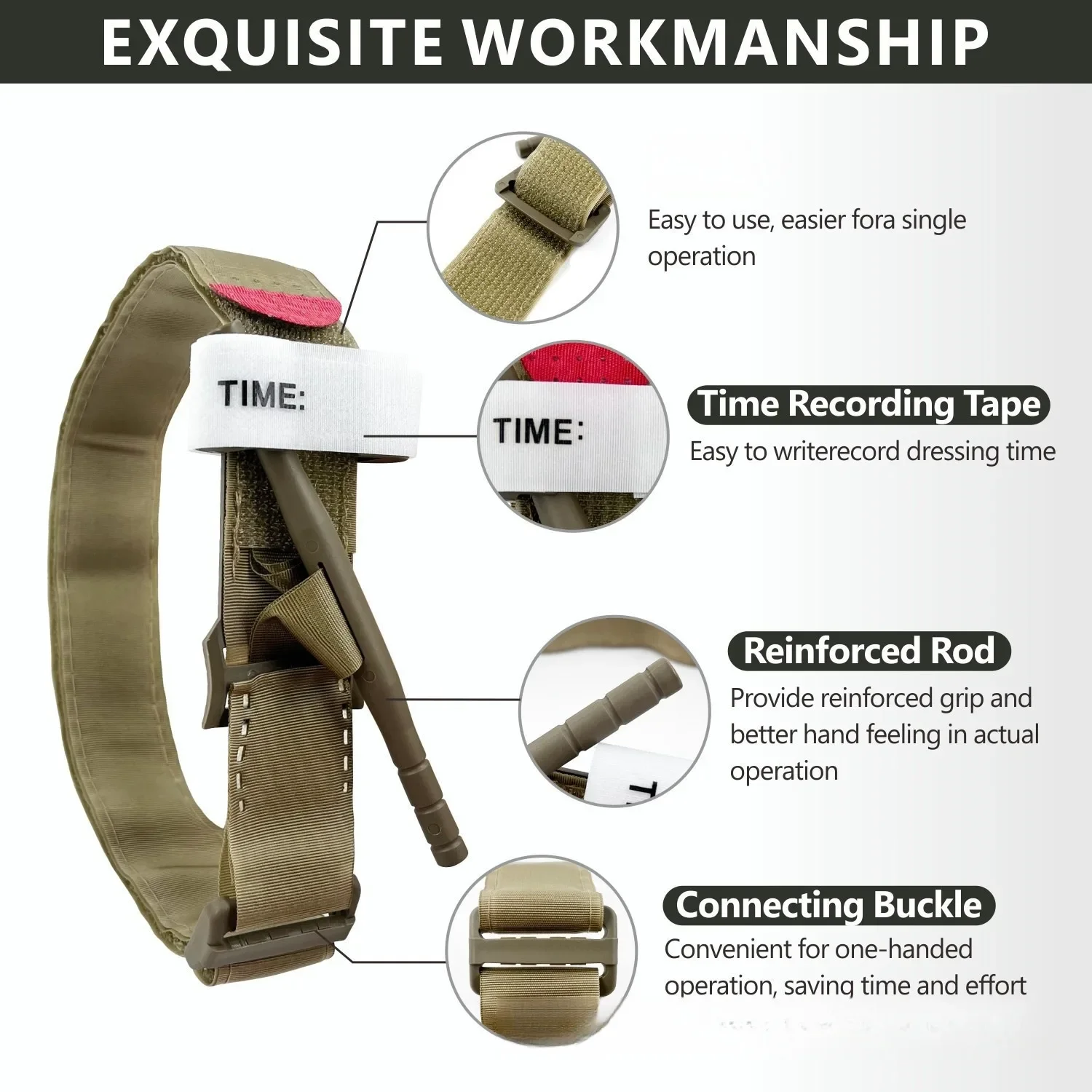 1pcs High Quality Tactical Medical 95cm Tourniquet for Outdoor Exploration Combat Application Red Tip Medical Emergency Belt Aid