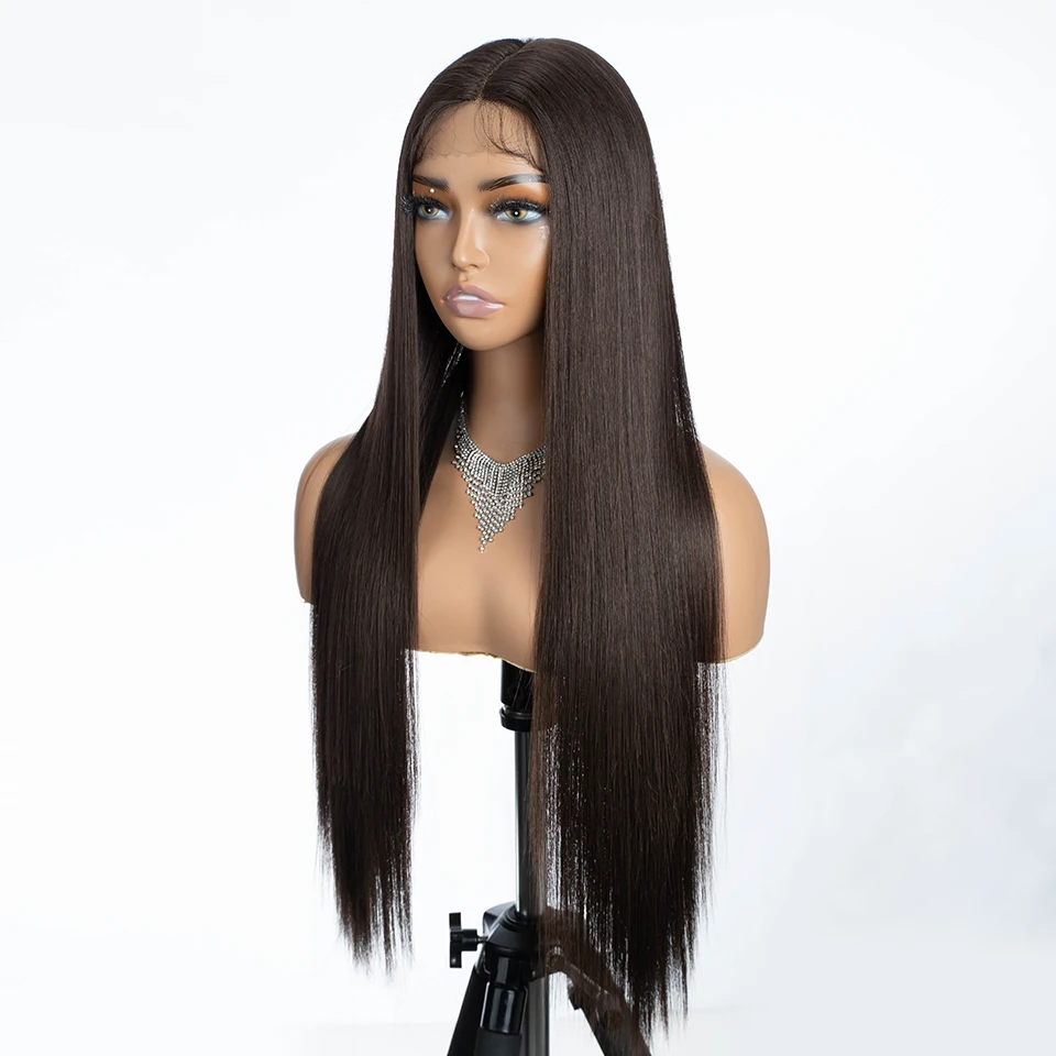 Lace Front Wig Synthetic Wigs Womens Synthetic Wigs 30 inches Long Straight Middle Part for Black Women