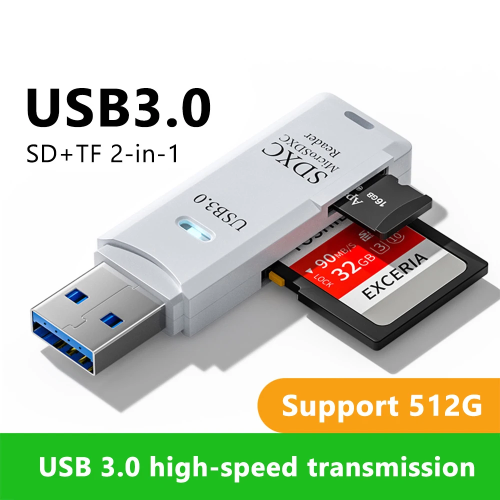 

2 in 1 USB 3.0 2.0 Card Reader Micro sd card Reader Usb Adapter High Speed Cardreader TF Memory Card For PC Laptops Accessories