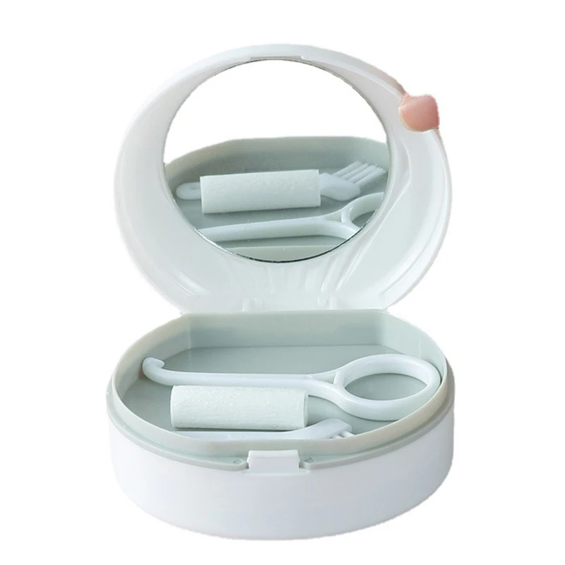 

Aligner Case Orthodontic Storage Box With Mirror Fake Teeth Denture Case Dental Retainer Mouth Guard Braces Organizer Oral Care