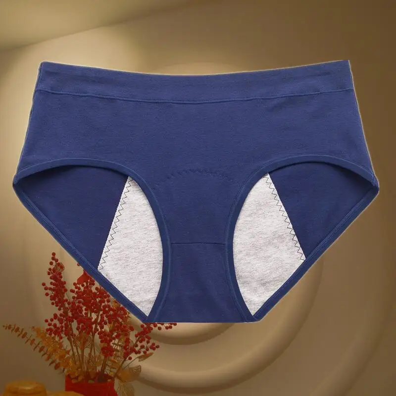 Women\'s mid-rise menstrual briefs Leakproof cotton briefs Breathable shorts XL-4XL Plus size waterproof underwear underwear for