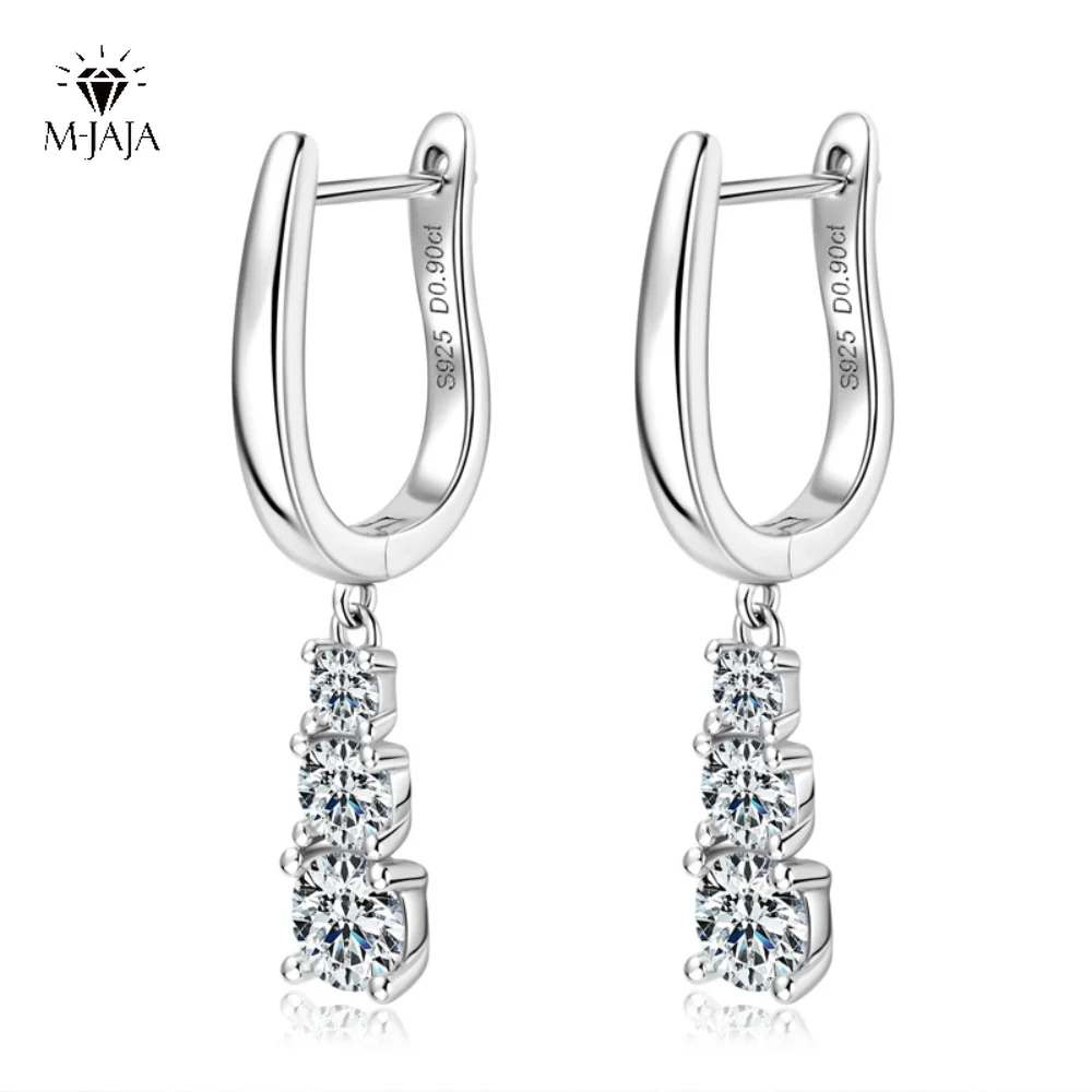 

M-JAJA 1.8ct Real Moissanite Drop Earrings 925 Sterling Silver Lab Diamond Round Cut Tassel Earring for Women Fashion Jewelry