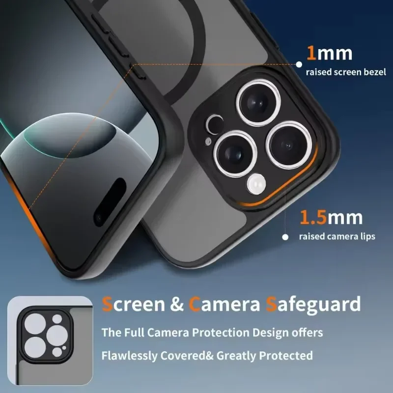 Luxury Matte Magnetic Phone Case with Magsafe Wireless Charging Compatibility