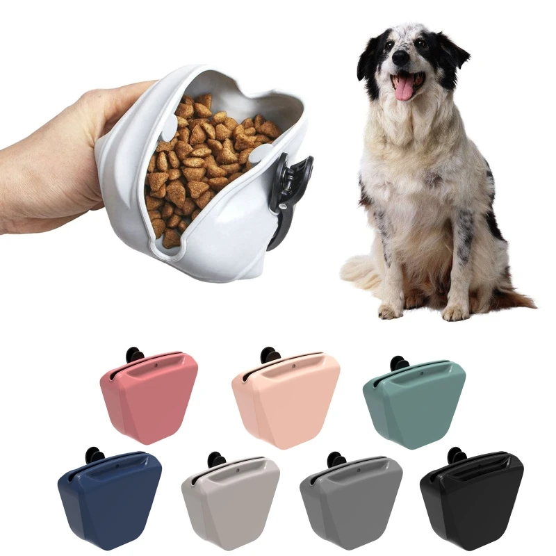 Portable Dog Silicone Treat Bag with Waist Clip Puppy Snack Reward Training Waist Bags for