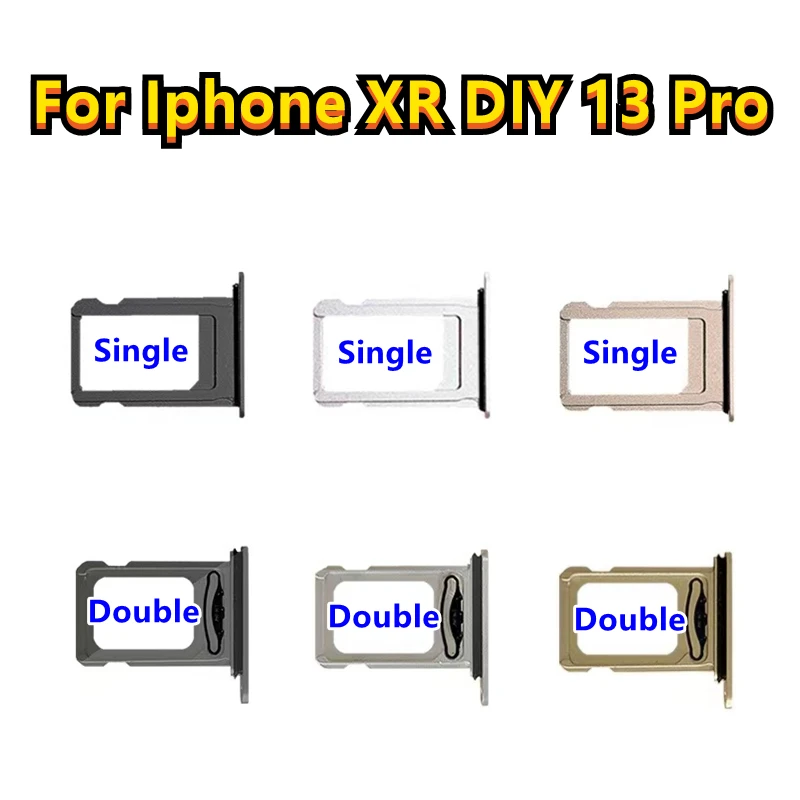 Único Dual SIM Card Bandejas para iPhone XR Para 13 Pro SIM Slot Holder ...